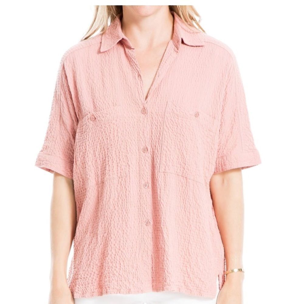 MAX STUDIO
Womens Collared Button Down Solid Shirt